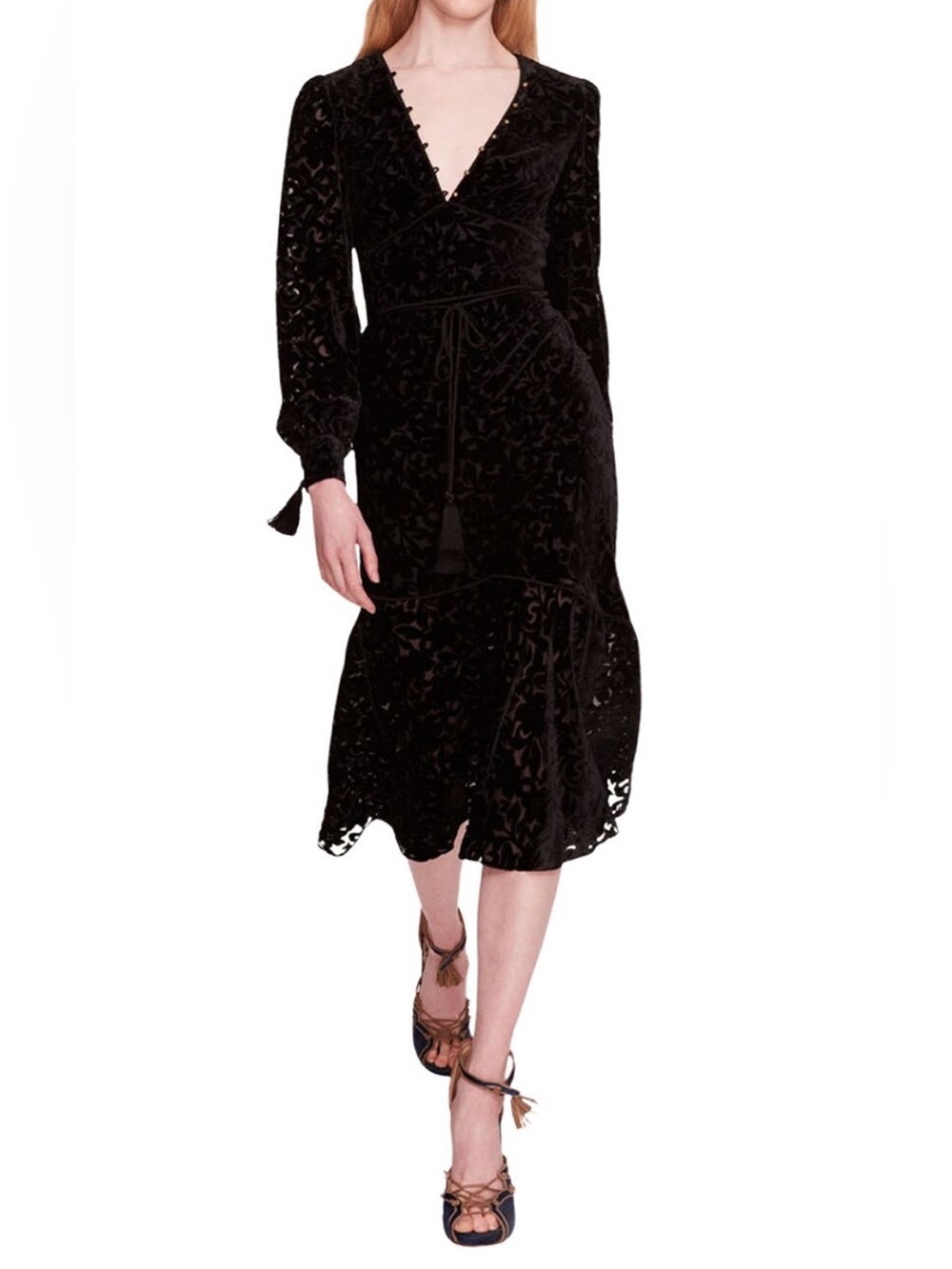 Marchesa Velvet Burnout Midi Dress NWT. Brand new. Never used. Size 2